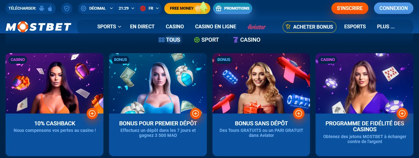Bonus in casino Mostbet